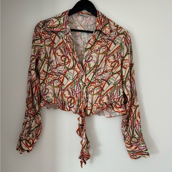 Zara Printed Tie Blouse & Skort Set - Picture 7 of 13